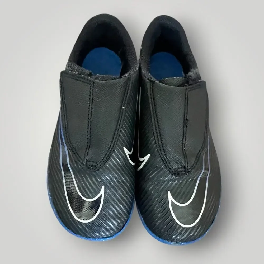 SIZE 12C Nike Mercurial Vapor 15 Black Blue Slip On Indoor Soccer Cleats PS